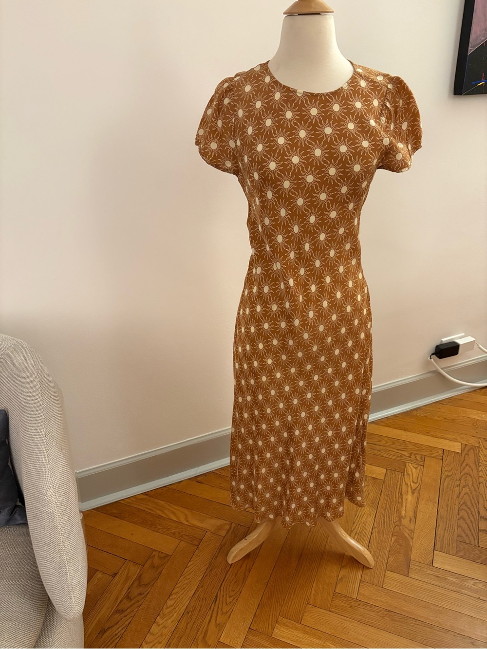 Women's mustard JCREW  Floral Midi Dress